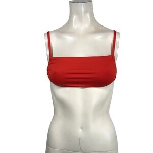 WeWoreWhat Red Ruched Bandeau Bikini Top Adjustable Straps Small SU0CN02-2